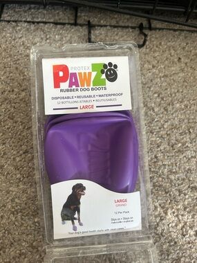 PAWZ Purple Rubber Dog Boots, Large - Waterproof Slip-On Paw Protectors
